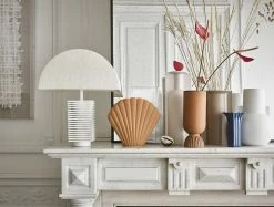 HKliving Geribbelde Lampenvoet Wit Marmer -verlichting Soldes Boutique hkliving geribbelde lampenvoet wit marmer 3