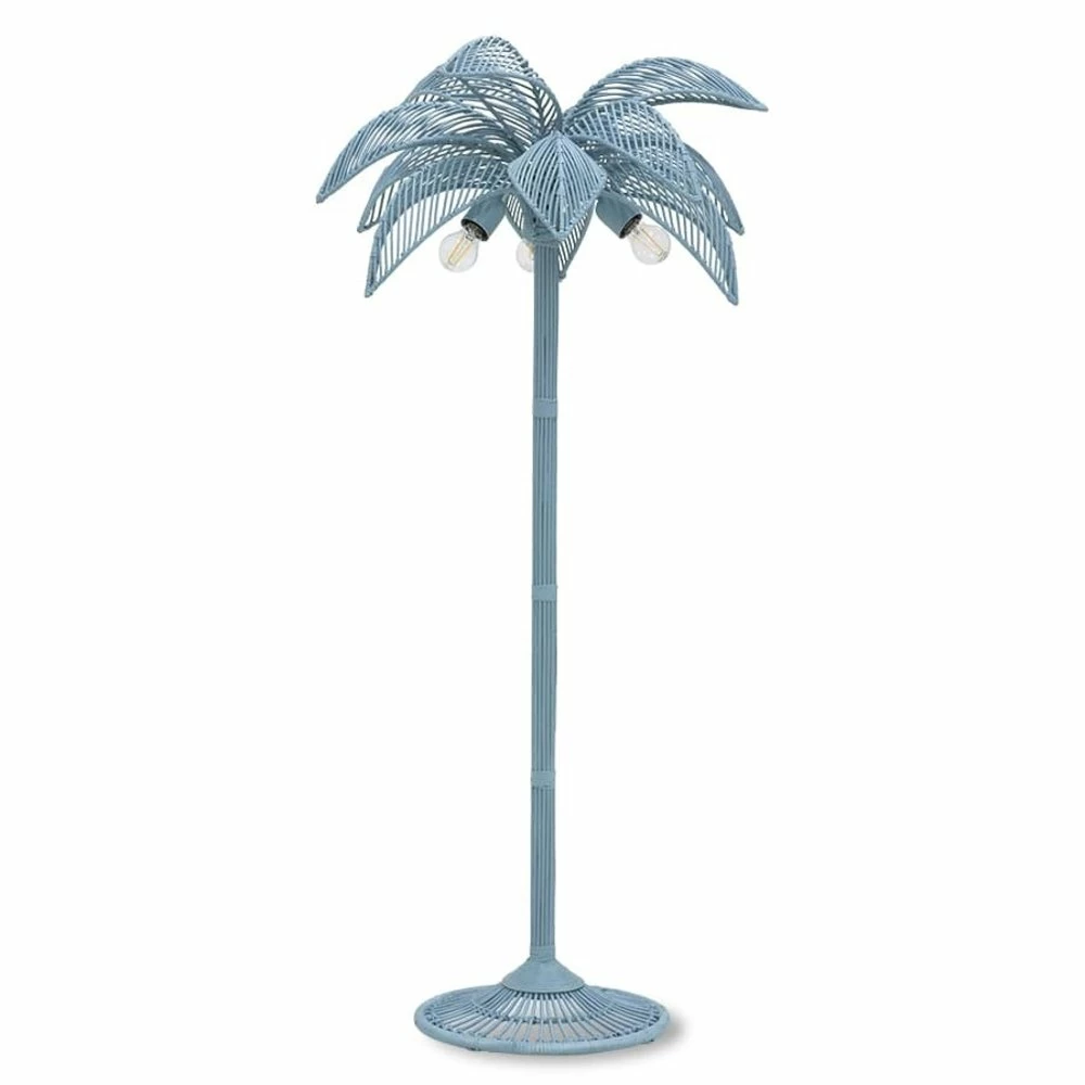 HKliving Wicker Palm Vloerlamp - Grijs/blauw 1 HKliving Wicker Palm Vloerlamp - Grijs/blauw