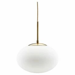 House Doctor Opal Hanglamp Messing Met Wit Glazen Kap