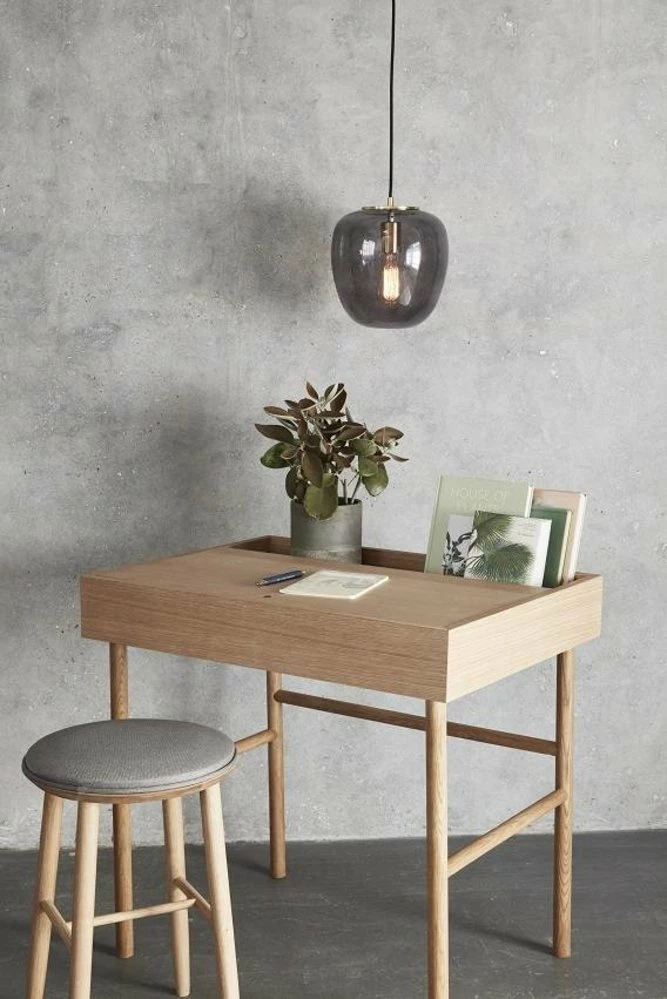 Hubsch Hanglamp Grijs Glas Met Messing Detail 2 Hubsch Hanglamp Grijs Glas Met Messing Detail - Afbeelding 2