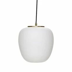 Hubsch Hanglamp Wit Glas Met Messing Detail