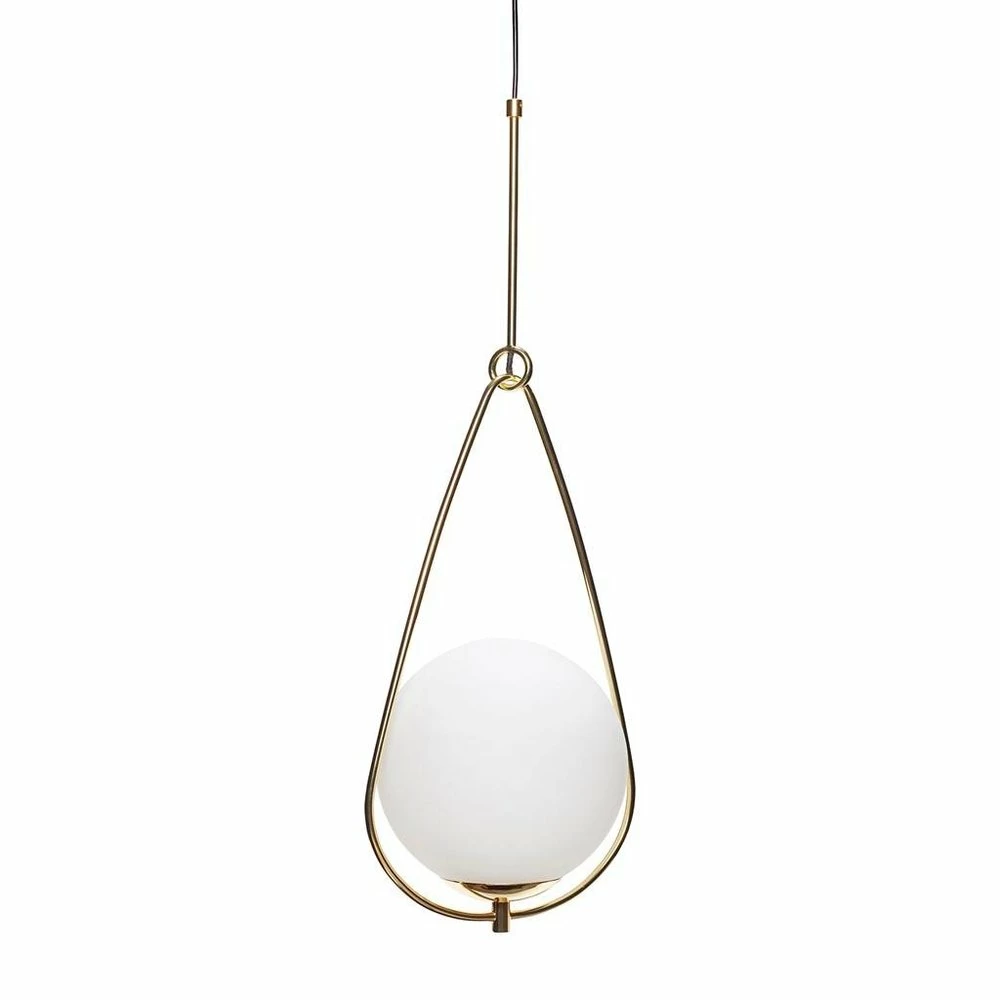 Hubsch Hanglamp Wit Glas Met Messing Detail 1 Hubsch Hanglamp Wit Glas Met Messing Detail