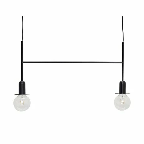 Hubsch Hanglamp Zwart Metaal Met Twee Lichtbronnen 2 Hubsch Hanglamp Zwart Metaal Met Twee Lichtbronnen - Afbeelding 2